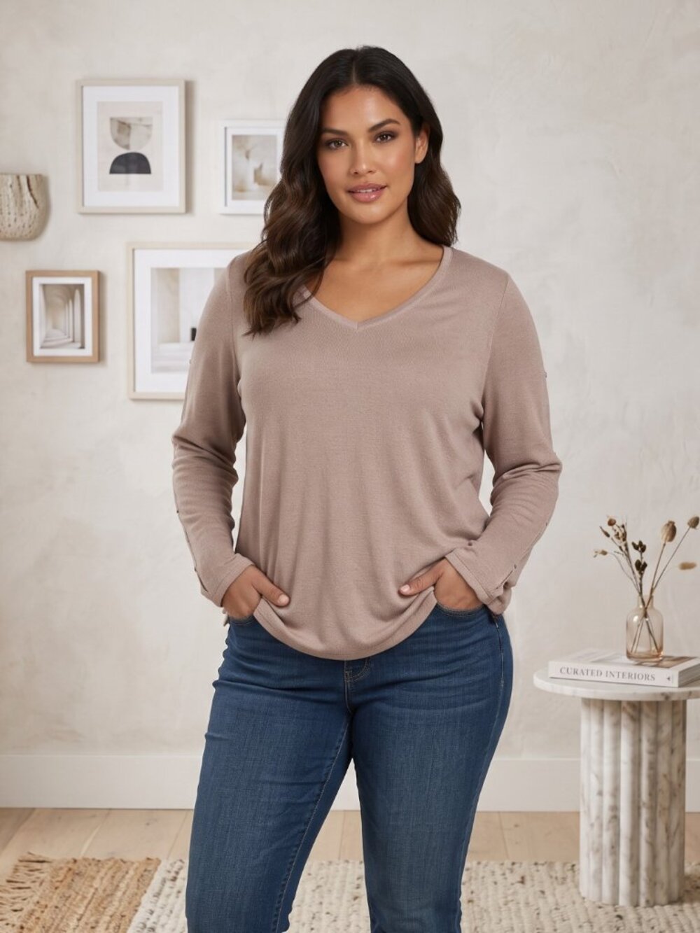 Liz Claiborne Rose Quartz Gold Button V-Neck Size XL NWT - Brand New with Tags!